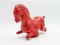 Rotes Keramik Pferd auf Sockel von Aldo Londi für Bitossi Raymor 8