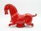 Red Ceramic Roman Horse on Plinth by Aldo Londi for Bitossi Raymor 10