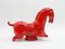 Rotes Keramik Pferd auf Sockel von Aldo Londi für Bitossi Raymor 6