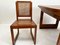 Art Deco Amsterdam School Extendable Teak Dining Table and Chairs with Webbing Seat, 1930s, Set of 3 3