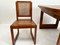 Ausziehbarer Art Deco Amsterdam School Teak Esstisch & Stühle mit Sitz aus Gurtband, 1930er, 3er Set 3