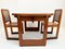 Art Deco Amsterdam School Extendable Teak Dining Table and Chairs with Webbing Seat, 1930s, Set of 3 1