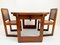 Art Deco Amsterdam School Extendable Teak Dining Table and Chairs with Webbing Seat, 1930s, Set of 3, Image 1