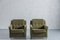 Vintage Green Corduroy Armchairs on Wheels, Germany, 1970s, Set of 2, Image 1