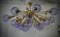 Mid-Century Murano Periwinkle Art Glass and Brass Chandelier and Pendant 8