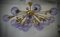 Mid-Century Murano Periwinkle Art Glass and Brass Chandelier and Pendant, Image 8