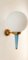 Hellblaue Vintage Wandlampe mit weißer Kugel von Stilnovo 1