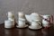 Japanese Tea Service in White and Beige, 1980s, Set of 15 1