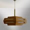 Lámpara colgante rústica de pino con accesorios de latón, años 70, Imagen 3