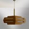 Rustic Pinewood Pendant Lamp with Brass Fittings, 1970s 3