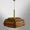 Lámpara colgante rústica de pino con accesorios de latón, años 70, Imagen 5