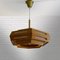 Rustic Pinewood Pendant Lamp with Brass Fittings, 1970s, Image 1
