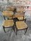 Scandinavian Chairs in Teak and Woven Rattan, 1960, Set of 4, Image 5