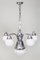 Art Deco Chandelier in Brass, Nickel & Milk Glass, Czech, 1920s 1