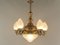 Chandelier in Brass with Cut Glass Shades, Budapest, 1930s 4