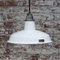 Vintage American Industrial Pendant Lamps in White Enamel with Aluminium Top 5