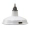 Vintage American Industrial Pendant Lamps in White Enamel with Aluminium Top 1