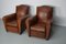 French Cognac Moustache Back Leather Club Chairs, 1940s, Set of 2, Image 2