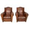 French Cognac Moustache Back Leather Club Chairs, 1940s, Set of 2, Image 1