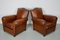 French Cognac Moustache Back Leather Club Chairs, 1940s, Set of 2, Image 9