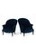 Fauteuils Crapaud en Velours Bleu, Set de 2 1