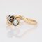 19th Century Fine Pearl Diamond 18 Karat Yellow Gold You and Me Ring 3