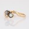 19th Century Fine Pearl Diamond 18 Karat Yellow Gold You and Me Ring, Image 3