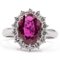 18k White Gold Daisy Ring with Natural Ruby ​​and Diamonds, Image 1