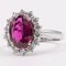 18k White Gold Daisy Ring with Natural Ruby ​​and Diamonds 4