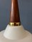 Small Danish Teak and Opaline Glass Pendant Light 9