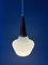 Small Danish Teak and Opaline Glass Pendant Light 2