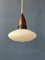 Small Mid-Century Teak and Opaline Glass Pendant Lamp 8