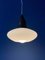 Small Mid-Century Teak and Opaline Glass Pendant Lamp 3