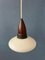 Small Mid-Century Teak and Opaline Glass Pendant Lamp, Image 10