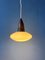 Small Mid-Century Teak and Opaline Glass Pendant Lamp 7