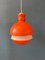 Mid-Century Orange and White Glass Pendant Lamp from Peill & Putzler, Image 1