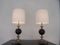 Lampes de Bureau Mid-Century Noires en Laiton Argenté de Maison Jansen, 1960s, Set de 2 1