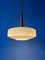 Mid-Century Milk Glass Pendant Light with Teak Wood Top Cap by Louis Kalff for Philips 3