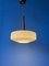 Mid-Century Milk Glass Pendant Light with Teak Wood Top Cap by Louis Kalff for Philips 4