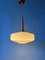 Mid-Century Milk Glass Pendant Light with Teak Wood Top Cap by Louis Kalff for Philips 6