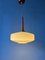 Mid-Century Milk Glass Pendant Light with Teak Wood Top Cap by Louis Kalff for Philips, Image 6