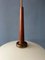 Mid-Century Milk Glass Pendant Light with Teak Wood Top Cap by Louis Kalff for Philips 9