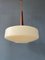 Mid-Century Milk Glass Pendant Light with Teak Wood Top Cap by Louis Kalff for Philips 8