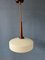 Mid-Century Milk Glass Pendant Light with Teak Wood Top Cap by Louis Kalff for Philips 7