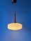 Mid-Century Milk Glass Pendant Light with Teak Wood Top Cap by Louis Kalff for Philips, Image 2