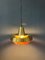 Lámpara colgante danesa Mid-Century de latón en naranja, Imagen 3