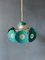 Space Age Pendant Lamp with Glass Shade and Green/Blue Metal Frame 6