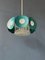 Space Age Pendant Lamp with Glass Shade and Green/Blue Metal Frame 8