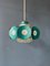 Space Age Pendant Lamp with Glass Shade and Green/Blue Metal Frame 1