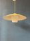 Mid-Century Danish Pendant Lamp with Yellow Metal Cover and Opaline Glass Shade, Image 1